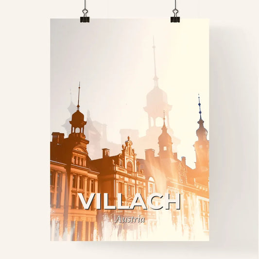 Villach Skyline Composite Art Majestic Panorama - A building with towers and spires Poster