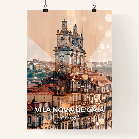 Vila Nova de Gaia: City Skyline Double Exposure Art - A building with a tower Poster