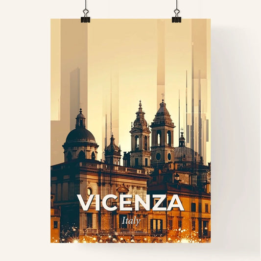 Vicenza Skyline Double Exposure Art Poster - A building with many towers Poster