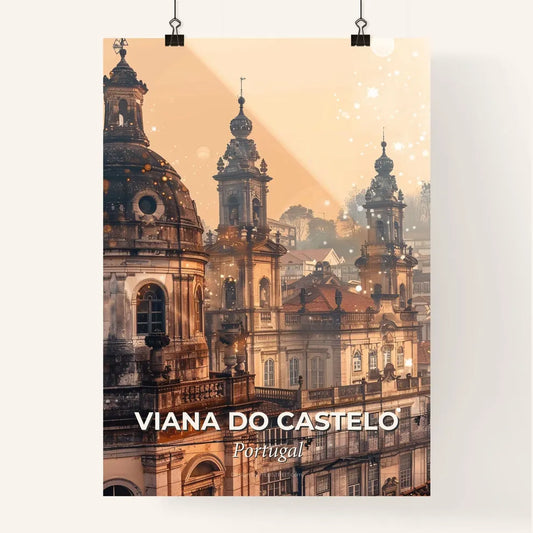 Viana do Castelo: Sky and Soul City Skyline Art Print - A building with a dome shaped roof Poster