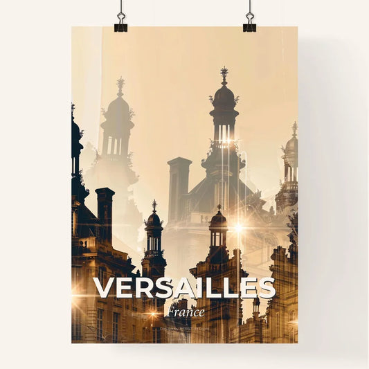 Versailles Skyline Composite Art Bright Beige Poster - A city skyline with many towers Poster