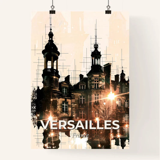Cityscape of Versailles Double Exposure - A building with a tower and a tower Poster