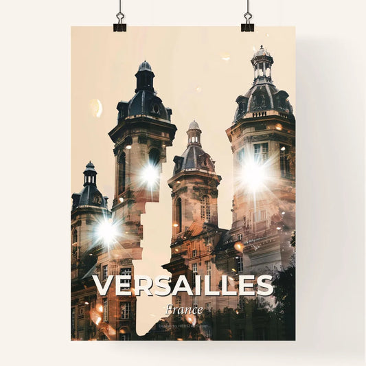 Versailles Skyline Art Deco Poster - A building with towers and lights Poster