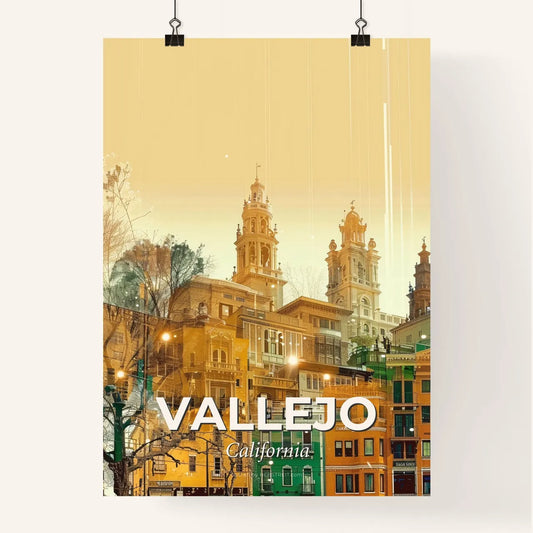 Vallejo City Skyline Double Exposure Art - A city with many buildings Poster