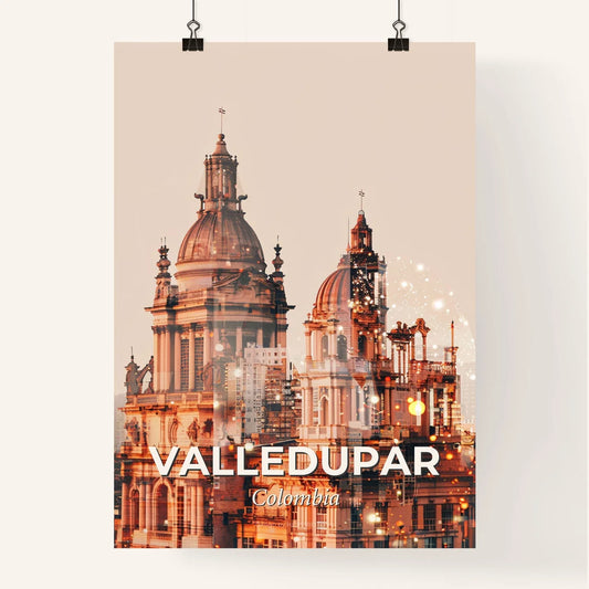Valledupar Skyline Icons Bright Poster Art - A double exposure of a building Poster