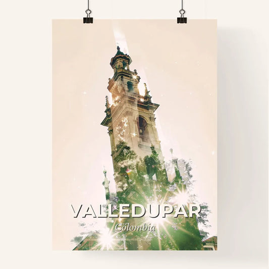 Valledupar Skyline City Panorama Artwork - A tall building with a tower and a spire Poster