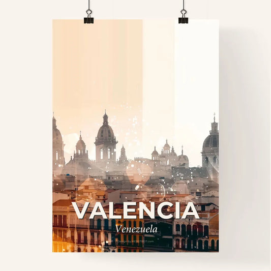 Valencia Skyline Double Exposure Art Poster - A city skyline with many domes Poster