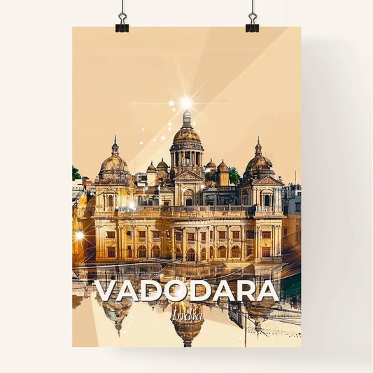 Vadodara Skyline Composite Double Exposure Poster - A building with a large dome and a large body of water Poster
