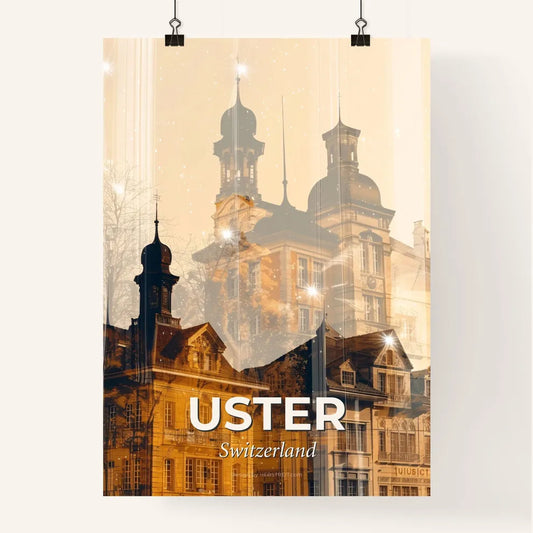 Uster Switzerland Skyline Composite Art Poster - A building with towers and spires Poster