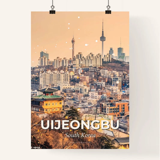 Uijeongbu Skyline Pastel Colors Cityscape - A city with many tall buildings Poster