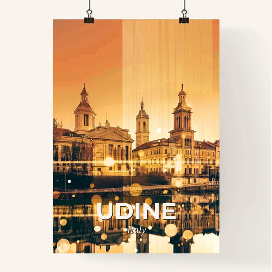 Udine City Art Decor Limited Edition - A group of buildings with towers and trees Poster