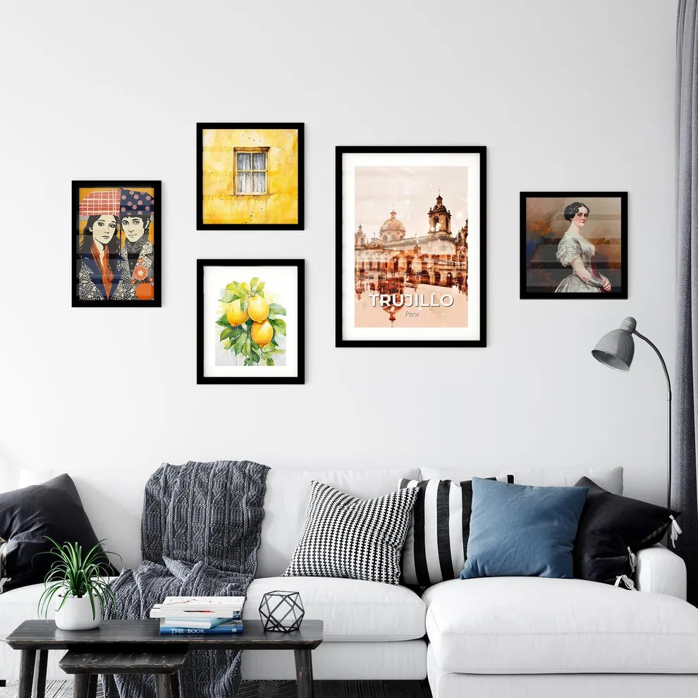 Trujillo Peru Double Exposure Skyline Poster Wall Art