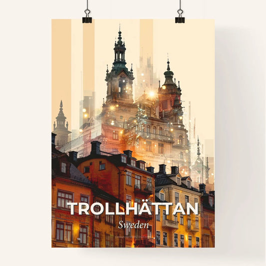 Trollhattan Skyline: City Icons, Beige, Sparkles Poster