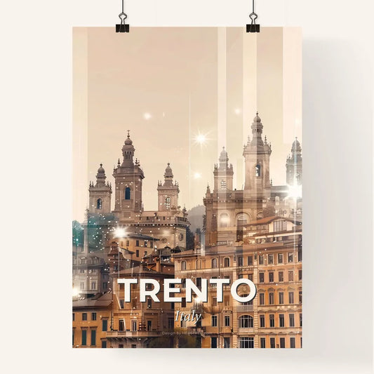 Trento Skyline Double Exposure City Art Poster Poster