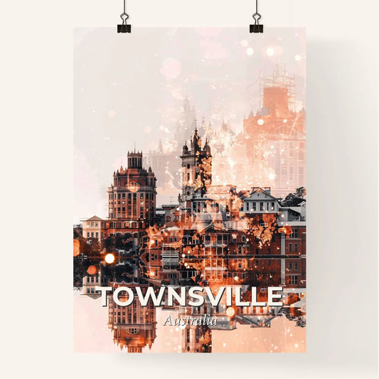 Townsville Poster: Urban Bokeh on Beige Poster