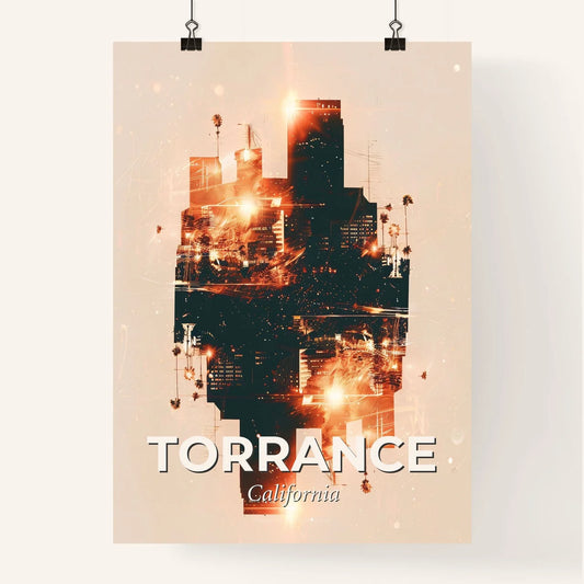 Torrance Skyline: Double Exposure Cityscape with Local Flair Poster
