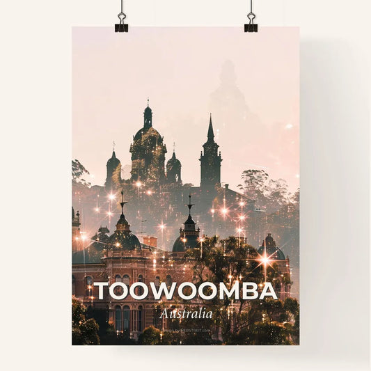 Toowoomba Skyline Poster: City Icons with Sparkle Poster
