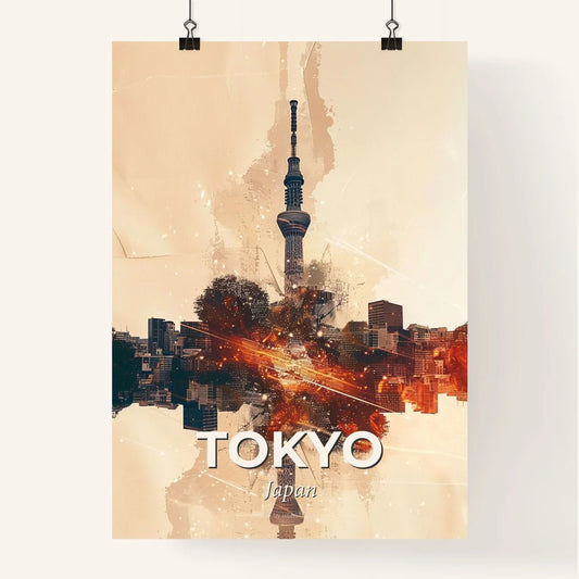 Tokyo Skyline: Double Exposure Art Deco Composite Poster
