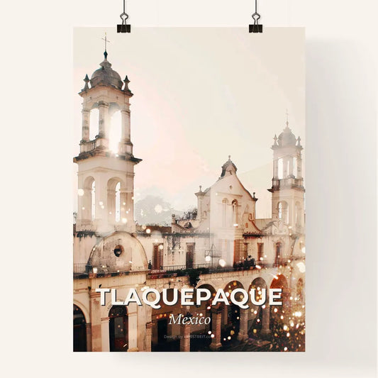Tlaquepaque City Skyline Art Poster with Sparkles Poster