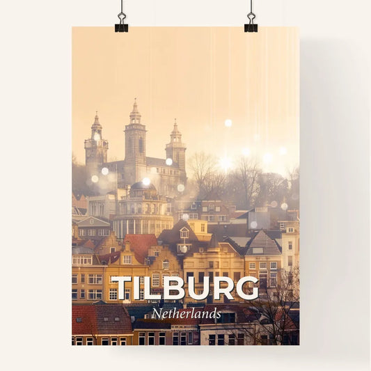 Tilburg Skyline Composite Art | Beige Paper | Minimalist Sparkle Poster