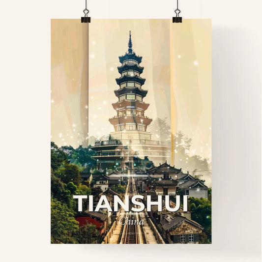 Tianshui Skyline: City Icons Artwork Bright Beige Poster