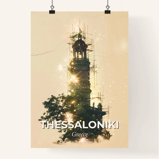 Thessaloniki City Skyline Silhouettes with Backlights Poster