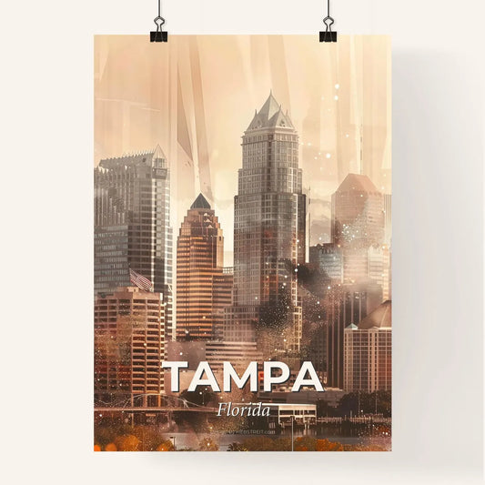 Tampa Cityscape Art Deco Sparkle Panorama Poster