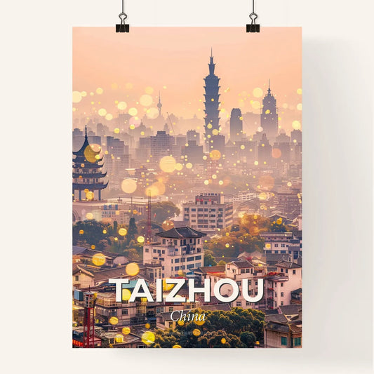 Taizhou City Skyline Double Exposure Art Poster