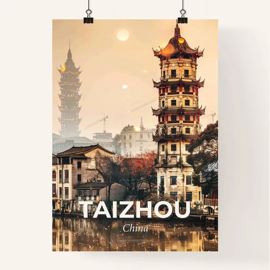 Taizhou Skyline Tapestry of Icons Poster