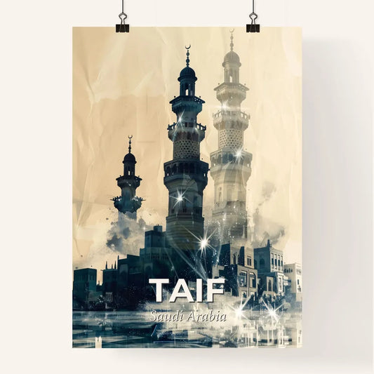 Taif City Skyline Double Exposure Artwork Poster