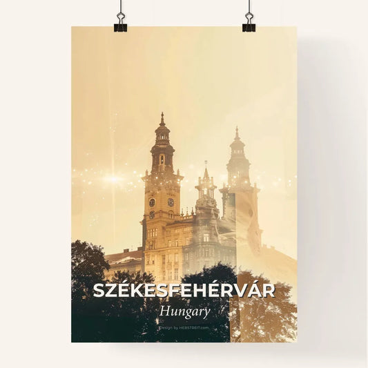 Szekesfehervar, Hungary Skyline Night Lights Poster Poster