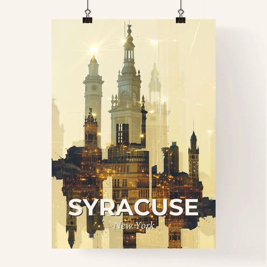Syracuse Skyline Poster: Beige Paper With Sparkles Poster