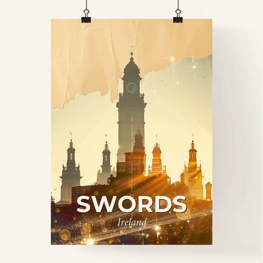 Swords Skyline Double Exposure Silhouette Poster Poster