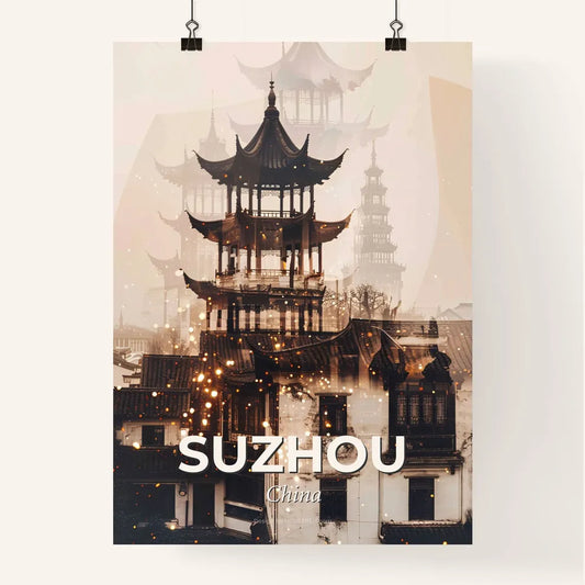 Suzhou Skyline Double Exposure Art Print Poster