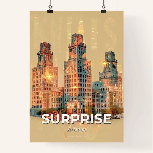 Surprise City Skyline Double Exposure Art Print Poster