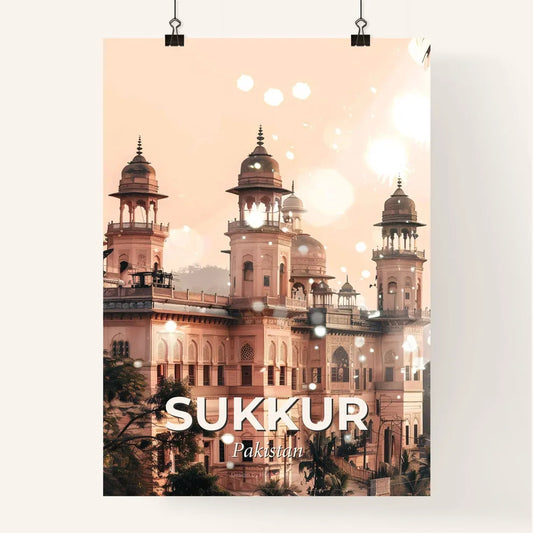 Sukkur Skyline Art: City Icons on Beige Poster