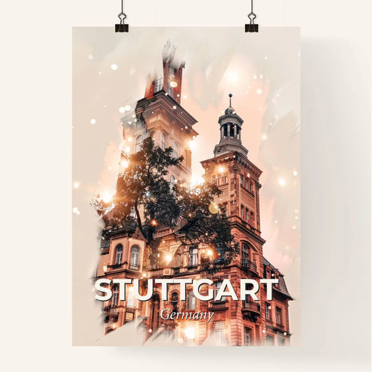 Stuttgart City Skyline Art: Local Colors, Bright Paper Poster