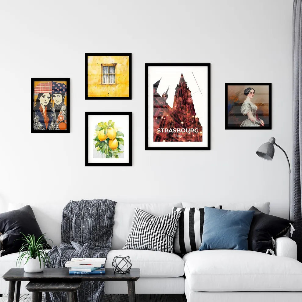 Strasbourg Skyline Double Exposure Poster Wall Art