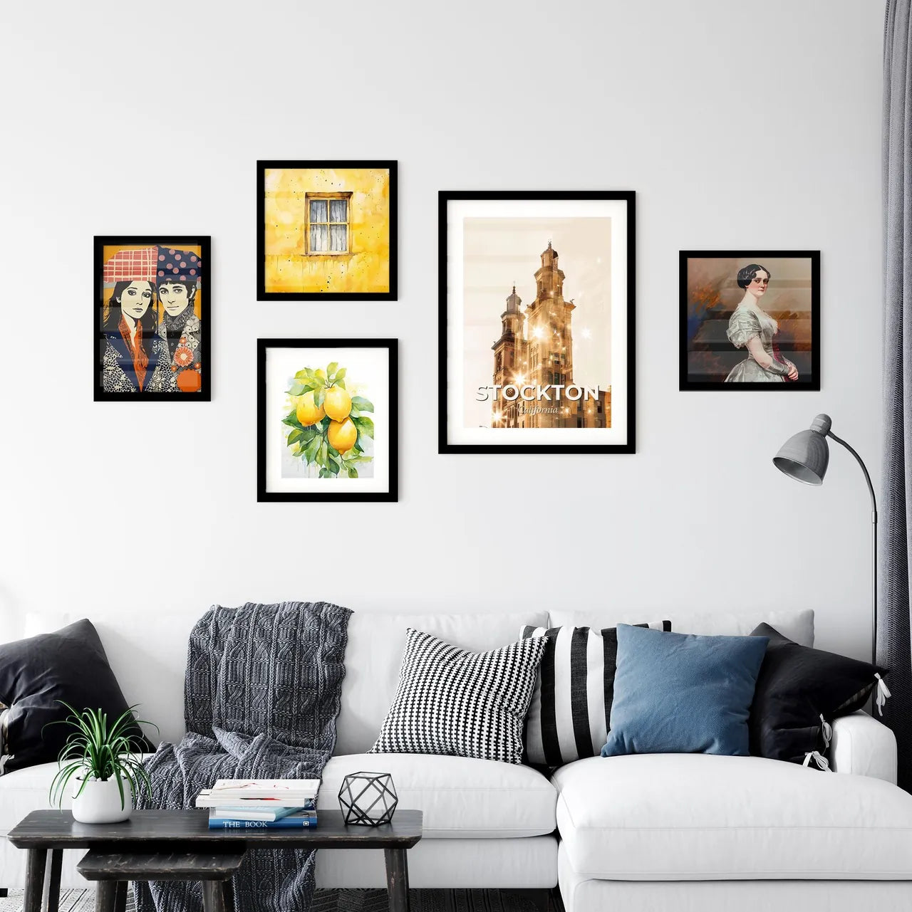 Stockton City Skyline Double Exposure Art Wall Art