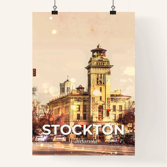 Stockton Skyline Canvas Print with City Icons Poster