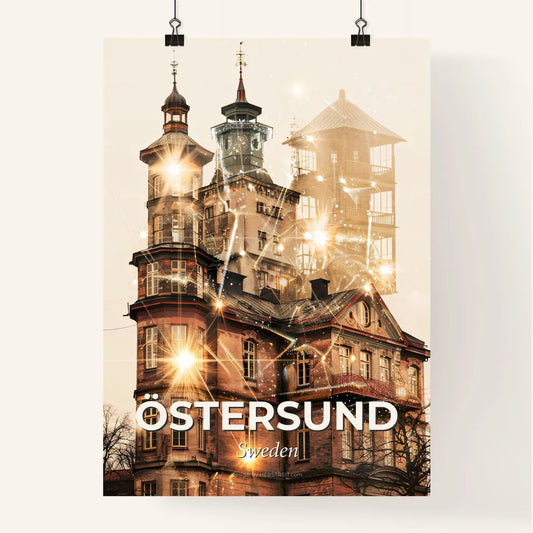 Östersund Skyline Composite Poster Art Beige Sparks Poster