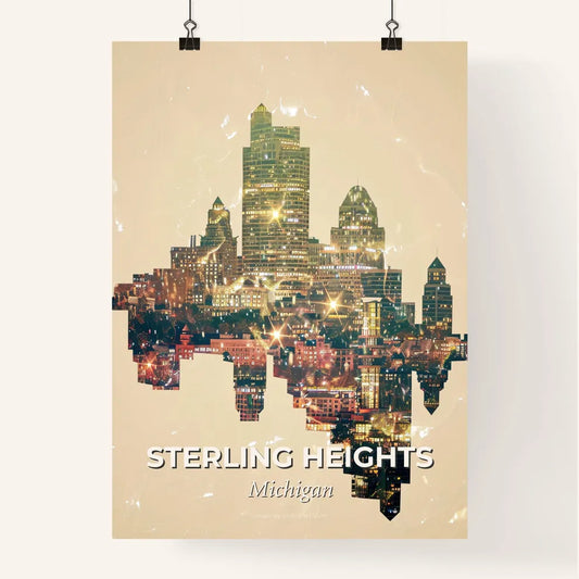 Sterling Heights Cityscape Composite Skyline Art Poster