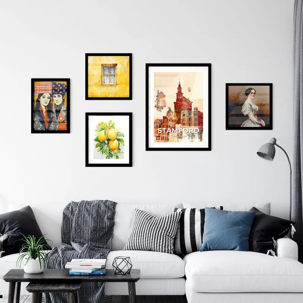 Stamford City Skyline Double Exposure Composite Poster Wall Art