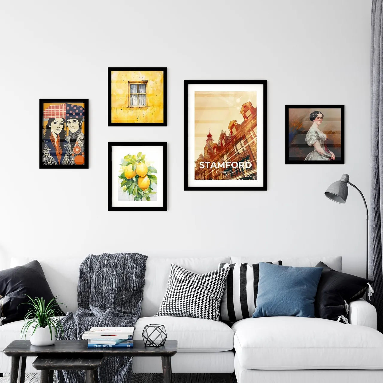 Stamford City Skyline Composite Silhouette Glow Wall Art