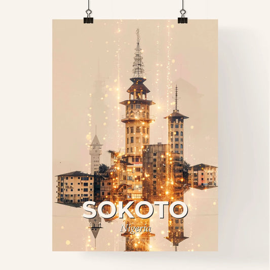 Sokoto Skyline Double Exposure Poster Art Poster
