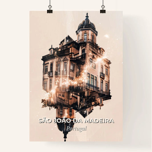 Sao Joao da Madeira Skyline Double Exposure Art Poster