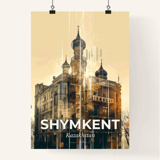 Shymkent City Skyline: A Shimmering Collage Poster