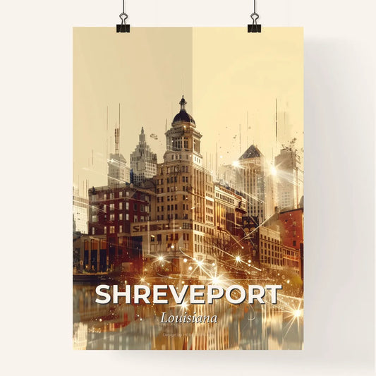 Shreveport City Skyline Double Exposure Art Poster Poster