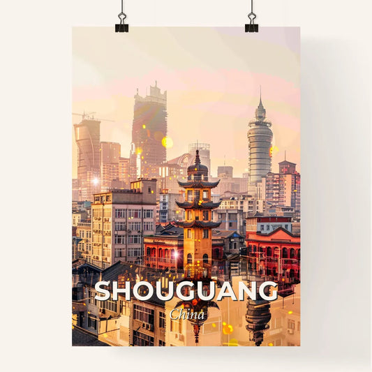 Shouguang China Skyline Double Exposure Art Poster Poster