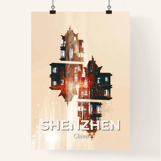 Shenzhen Skyline Double Exposure Composite Art Print Poster
